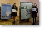 Emlia Beniaikov VI.D s diplomom za 1. miesto a Nikola Ondrejmikov III.B s diplomom za 2. miesto v krajskom kole biologickej olympidy - posterov as so svojimi postermi