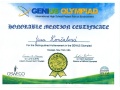 Diplom medzinrodnej sae GENIUS Olympiad 2012 - Jana Konalov