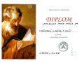 Diplom za 1. miesto v dekan�tnom kole Biblickej olympi�dy pre � D. Hu�adyov�, A. Herda, �. Kov�� � Gymn�zium Janka Kr�a, Zlat� Moravce
