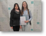 Lívia Furdová s vyučujúcou Mgr. Andrea Holecová a Lívia Furdová s diplomom