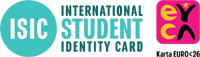 Logo ISIC (International Student Identity Card) a logo Karta EURO <26 – odkaz na stránku isic.sk