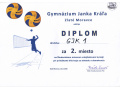 Diplom dru�stvu GJK 1 za 2. miesto na �tudentskom mixovom volejbalovom turnaji pri pr�le�itosti D�a boja za slobodu a demokraciu