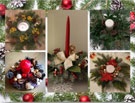 Pohľad na koláž vytvorenú z fotiek vianočných ikebán, ktoré vytvorili žiaci I.B triedy