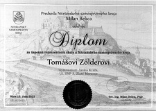 Ocenenie nho tudenta Toma Zldera Predsedom Nitrianskeho samosprvneho kraja