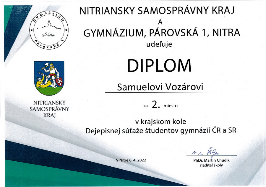 �spech t�mu GJK v krajskom kole Dejepisnej s��a�e �tudentov gymn�zi� �R a SR