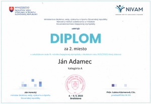 Ocenenie n�ho �tudenta J�na Adamca Predsedom Nitrianskeho samospr�vneho kraja