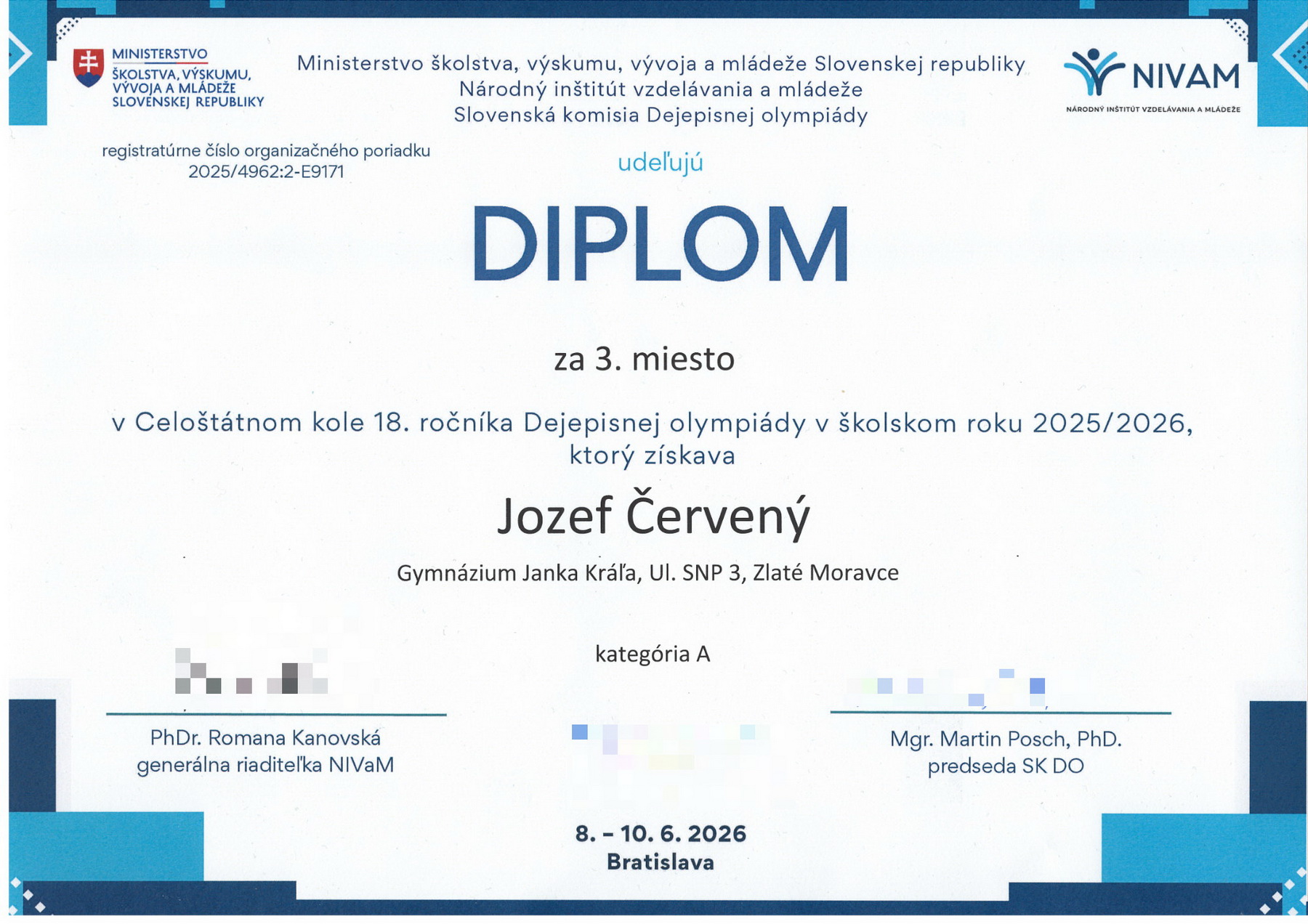 3.&nbsp;miesto na celo�t�tnom kole Dejepisnej olympi�dy